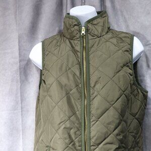 Old Navy Women's Olive Green Quilted High Neck Vest Full Zip Medium